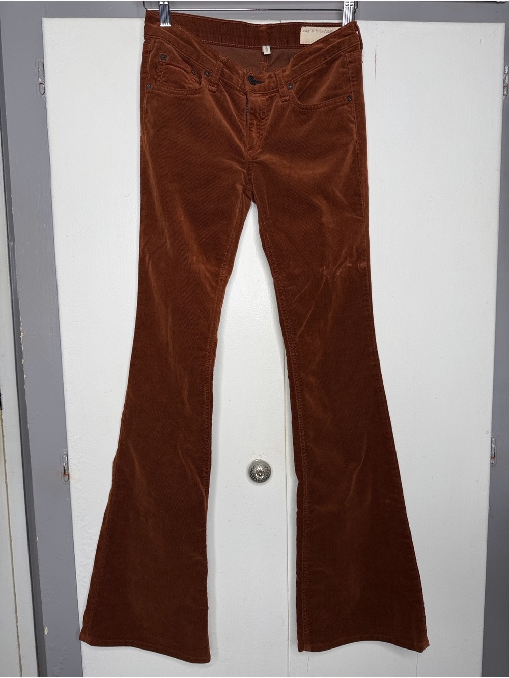 Rag & Bone Jeans Womens Size 25 Elephant Bell Bottoms Cognac Brown Corduroy 70s